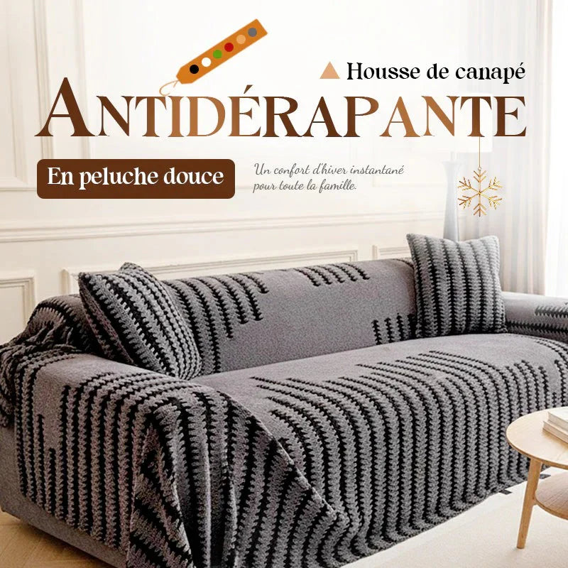 Housse de canapé en peluche douce et antidérapante