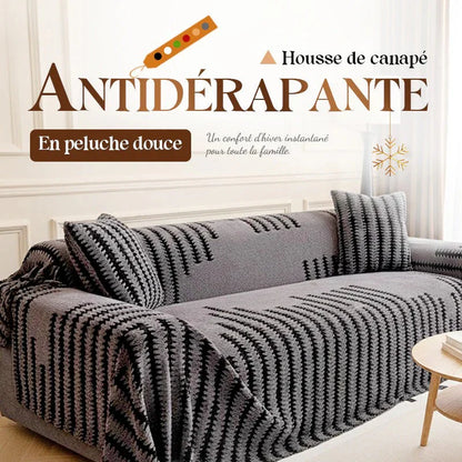 Housse de canapé en peluche douce et antidérapante